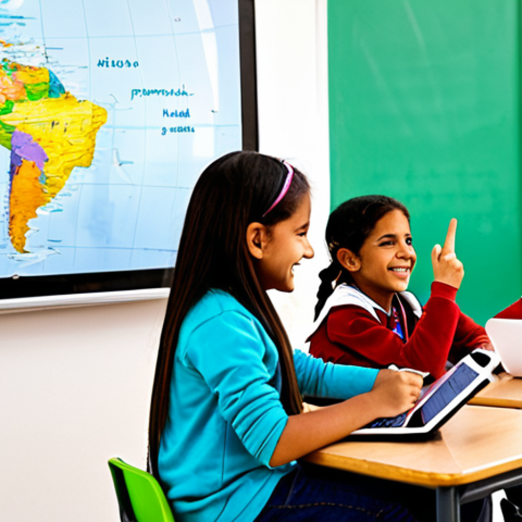 교사 중점 과목 설정 전략 - **Prompt 1: Digital Competencies in a Modern Latin American Classroom**
    A vibrant, medium-shot i...