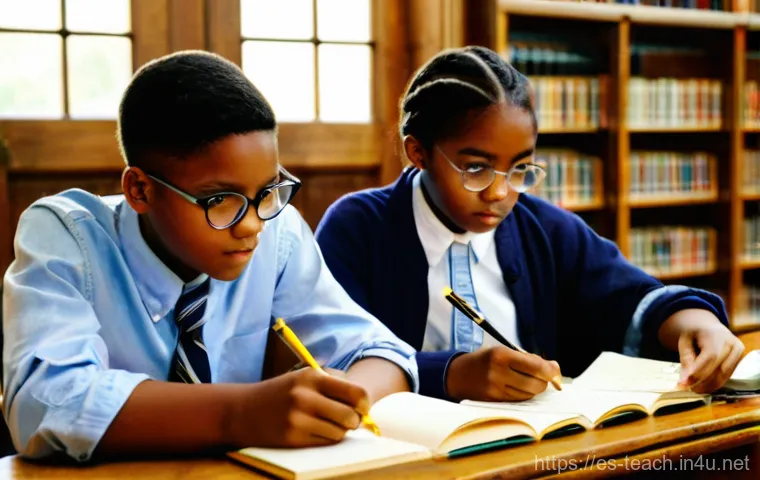 교사 역사 수업 사례 - **Prompt:** A vibrant and engaging image of three diverse 15-year-old students in a bright, modern c...