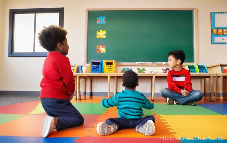 교사 데이터 기반 교육 설계 - **Prompt:** A brightly lit, modern classroom with a diverse group of middle school students, all ful...
