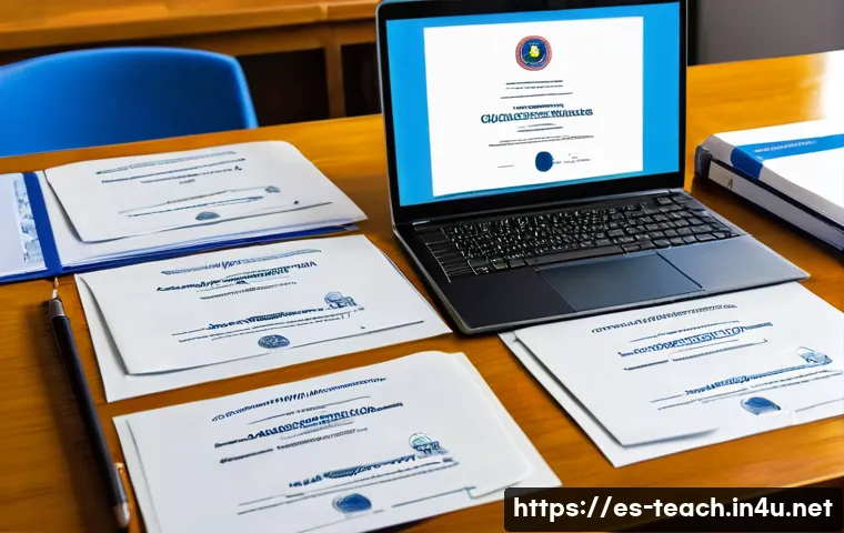 교사 이직 시 필요한 서류 - A professional teacher&rsquo;s workspace featuring neatly organized official academic documents such as di...