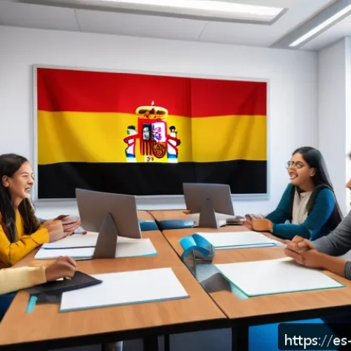 교사 온라인 강의 준비 방법 - A vibrant online classroom scene featuring a diverse group of Spanish-speaking students actively eng...